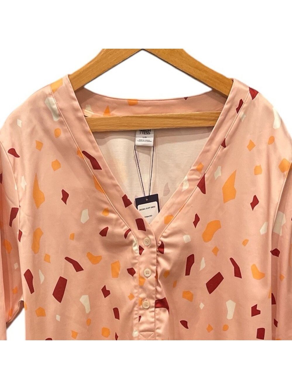 Smash + Tess L Terrazzo Pink Henley Sleep Dress TENCEL™ Stretch